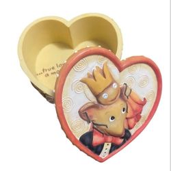 Adorable ARTISAN FLAIR Heart Shaped TRINKET JEWELRY BOX "One Enchanted Evening"