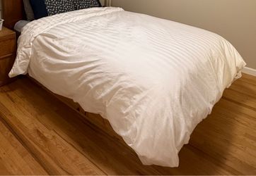 Moving…Real pine 6 drawer queen bed, free Posturepedic mattress