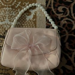 Pink Pearl Handle Bow Mini Purse