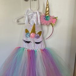 UNICORN Dress  for 2/3 Yr Old. Includes Headband 