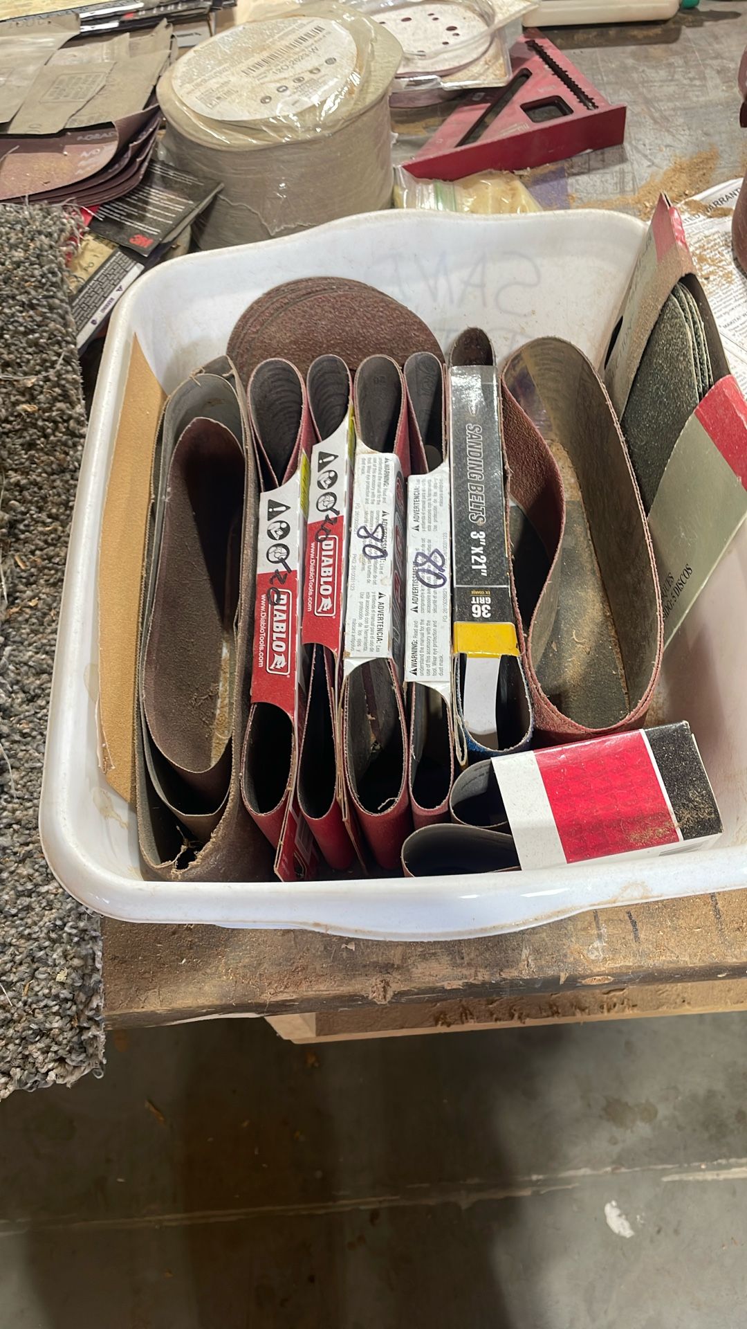 Quality Diablo sending belts 3 x 21 were 3-36 Grit 380 grit and three 120 grit plus