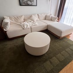 Modern White Coffee Table Cement Finish - Free Delivery ✅ Round Coffee Table West Elm Dupe