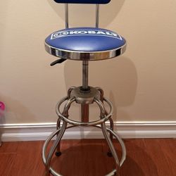 Kobalt Heavy-Duty Shop Stool – Adjustable Height w/ Backrest – Blue/Chrome