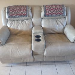 cream pig Leather matching couches