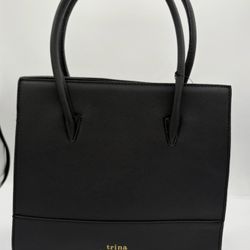TRINA TURK BLACK TOP HANDLE TOTE