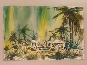 Original Tropical Painting – “Rain Storm” – Unframed