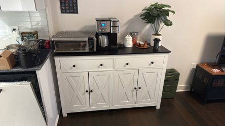 FOTOSOK Sideboard Buffet Cabinet with Storage, 55" Large Kitchen Storage Cabinet with 2 Drawers and 4 Doors, Wood Coffee Bar Cabinets Buffet Table for