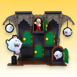 Nintendo Super Mario Action Figures, 10 Pcs. Deluxe Boo Mansion Playset