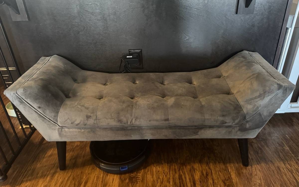 Gray Velvet Bench