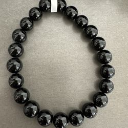 Men’s Black Tourmaline Bracelet. Jewelry Bag And Meaning Included.