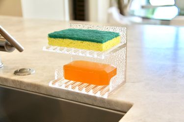 Sysler Acrylic Sponge Holder, Soap Holder, Soap Dish Soap Saver, 2 in 1 holder for Kitchen, Sink, Bath and Shower, double shelve w/ drainage