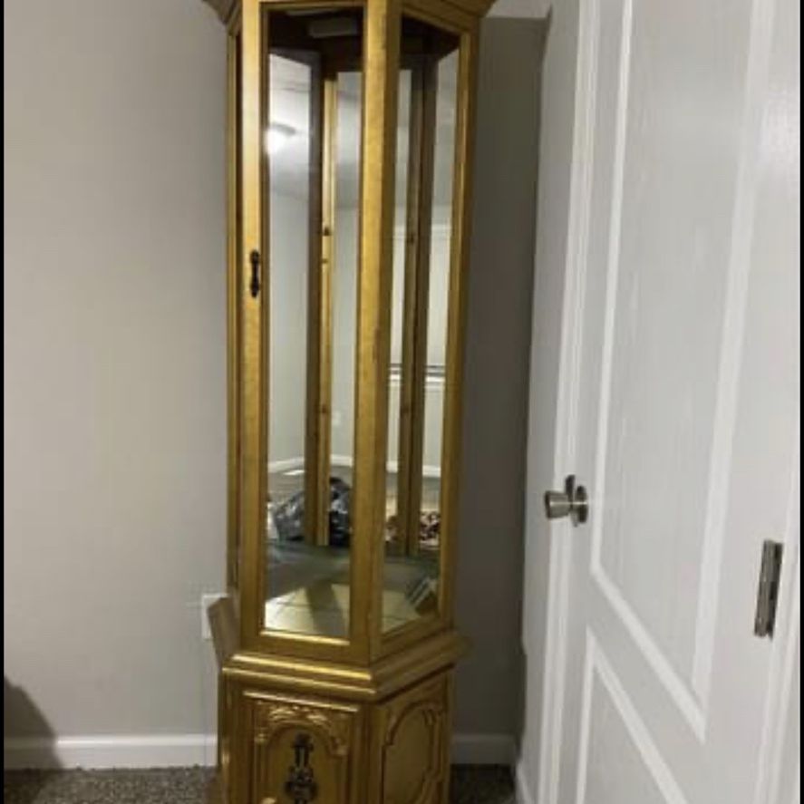 Antique Gold Curio Cabinet