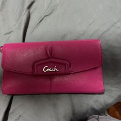 Authentic Pink Coach Snap Closure Checkbook Wallet