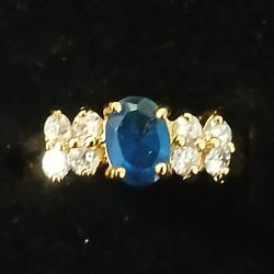 London Blue Topaz CubicZirconia Gold Plated Ring