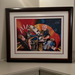 Framed Musicians Painting 