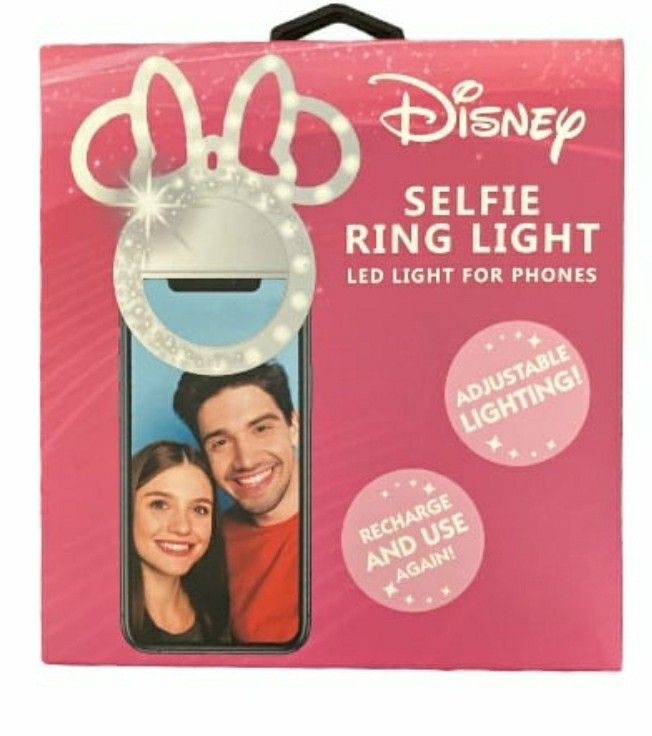 Disney Minnie Selfie Ring Light For Cellphone Phone Adjustable Lighting Recharge