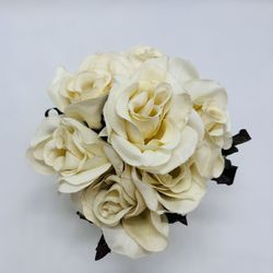 White Silk Roses At Flower Arrangement