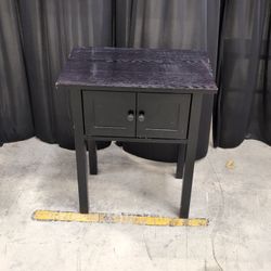 Black Finish Wood End Table with a Single Drawer