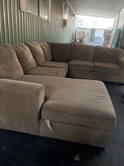 Large Comfortable L-Shaped Sectional Sofa - Brown - Great Deal!