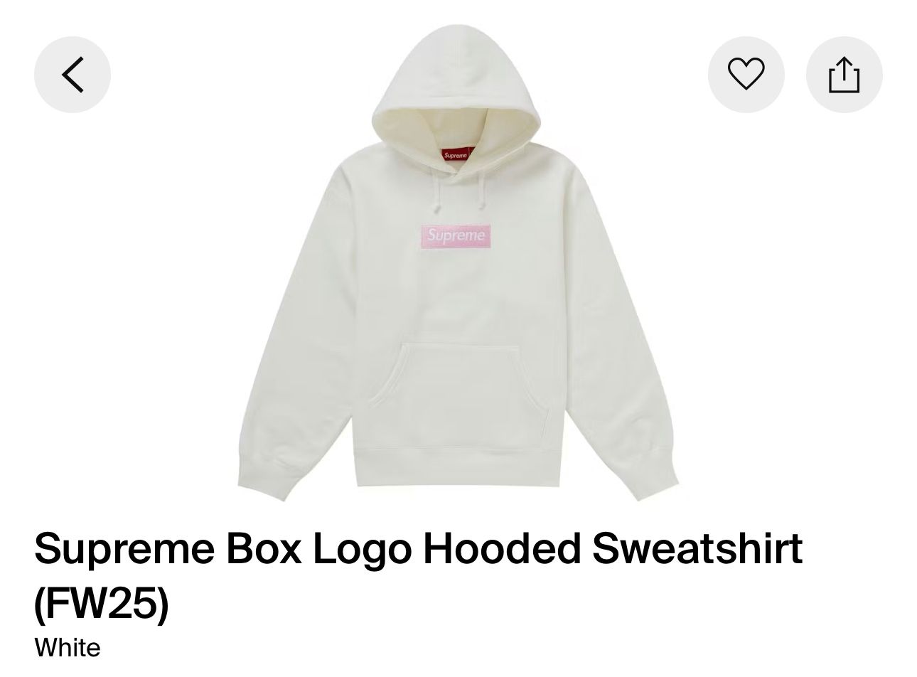Supreme Box Logo Hoodie FW25 Size: Small