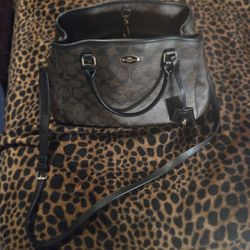 Brown and black authentic coach bag
