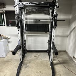 PRO SERIES Ultimate 3-1 Half Rack Functional Trainer w/Smith Machine Bar | 400lb Stack | Gym Equipment | Fitness | Commercial | Squat Rack 