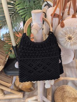Handmade black crochet bag