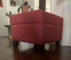 Sturdy Plush Ottoman In Red