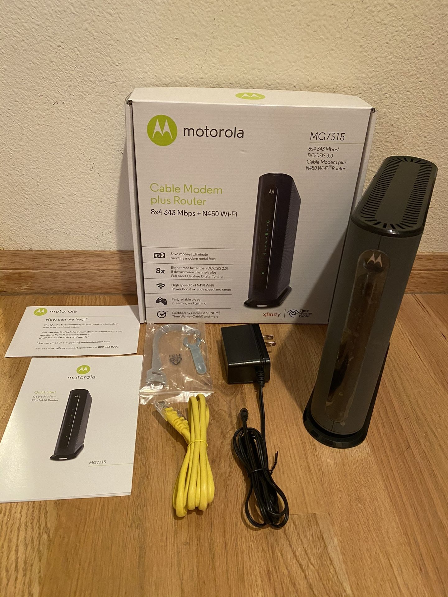 Motorola 8x4 Cable Modem+ N450 WiFi Router MG7315