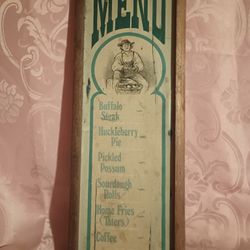 Wooden Menu Plaque Of Old Menu 