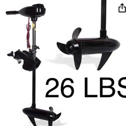 26 LBS Thrust 8 Speed Electric Outboard Trolling Motor for Fishing Boats Saltwater Transom Mounted with Adjustable Handle, 12V 28" Shaft