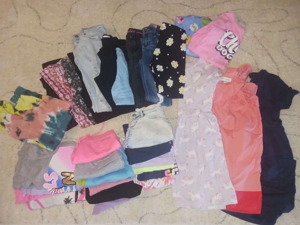 Girls Clothes Lot  32+ Pieces Clothing  Bundle Of Size 7 - 8 Justice Levi Gymboree And More