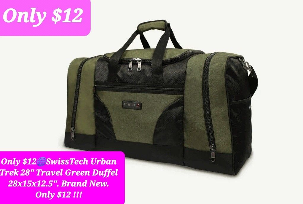 $12🌐Duffel Bag SwissTech Urban Trek 28" Travel Green Duffel 28x15x12.5". Brand New. Only $12 !!!