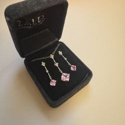 Pink Diamond Earrings And Necklace