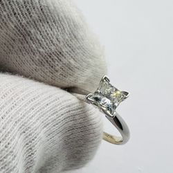 One Carat Diamond Princess Cut (I/SI2), Solitaire, 14K White Gold, Appraised $6,100