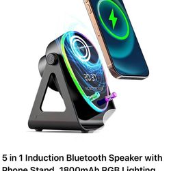 5 in 1 Induction Bluetooth Speaker with Phone Stand
