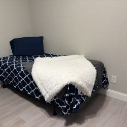 Twin Mattress, Boxspring And Frame 