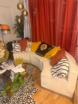 Modular white round couch