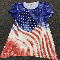 Womens Size Large fourth 4th Of July Patriotic Flag Tunic Shirt