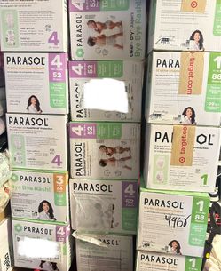 Parasol baby diapers size 1, 3, 4   EACH $15
