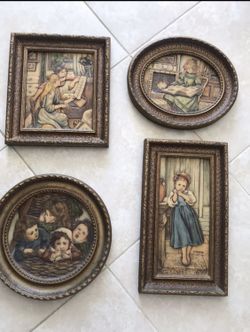 Vintage Artini etched / engraved & Hand painted