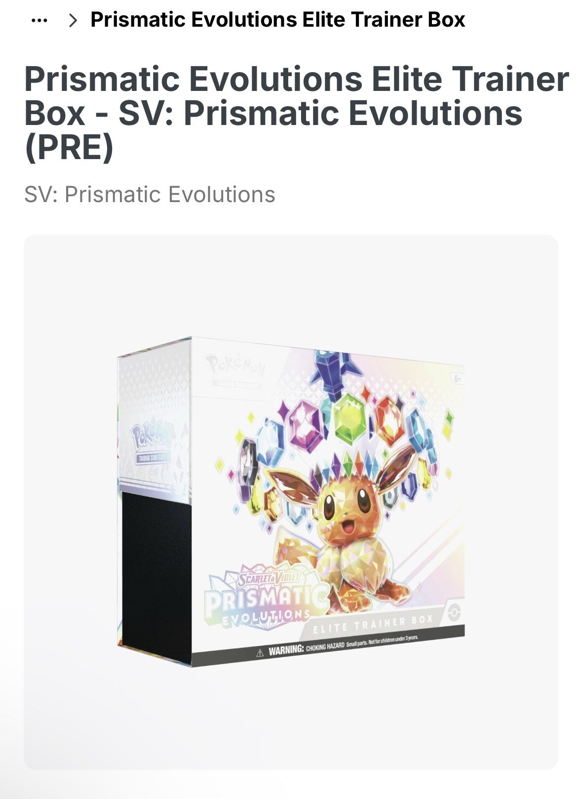 Prismatic Evolutions ETB