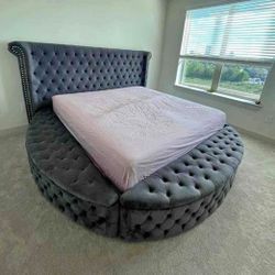 Color Options Round Shaped Storage Bed Frame Queen/King ⭐$39 Down Payment with Financing ⭐ 90 Days same as cash