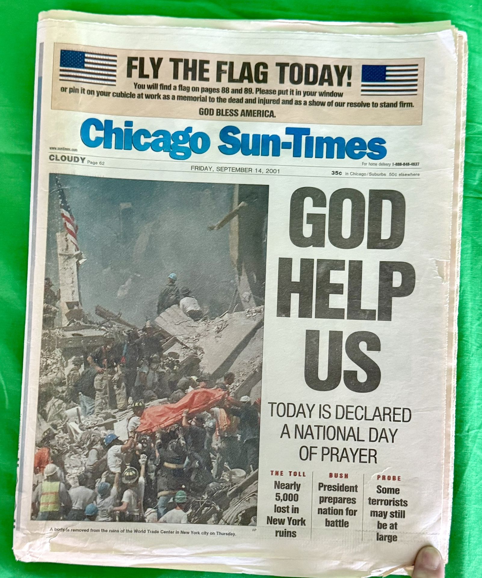 Chicago Sun-Times dated Friday, September 14, 2001,