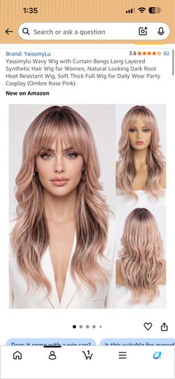 26” Rose Pink Synthetic Wig