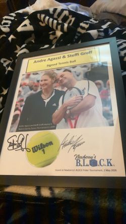 Andre Agassi & Steffi Graff signed Tennis ball