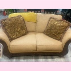 Ashley Sofa & Loveseat With Round Table & Two Side Tables Set 