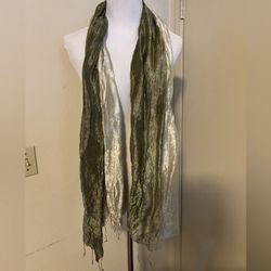 Vintage Womans One Size Green Long Scarf Shawl Wrap