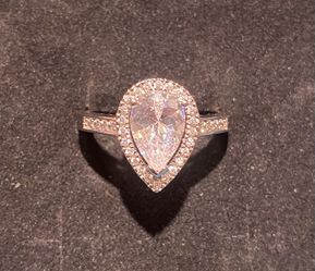 Diamond Halo Silver Ring S925 Sz 6,8,9,10 Thumbnail