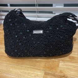 Black Macrame Hobo Bag